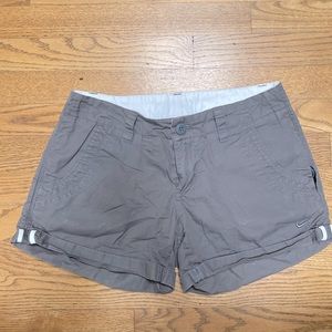 Nike khaki style shorts, button & zipper.